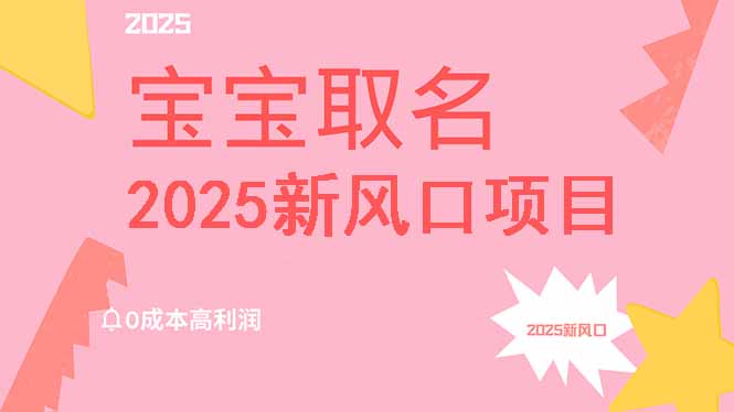 2025新风口项目宝宝取名，0成本高利润，附保姆级教程，月入过万不是梦-AI网创