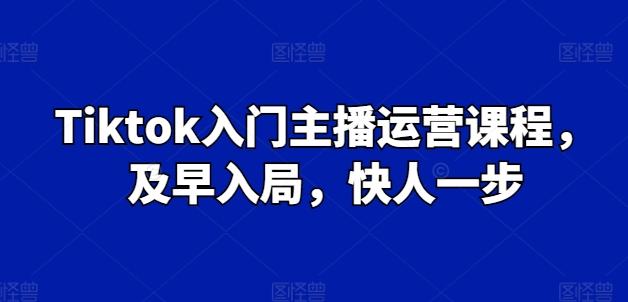 Tiktok入门主播运营课程，及早入局，快人一步-AI网创