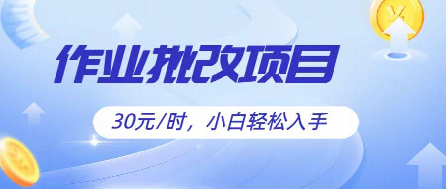作业批改项目30元/时，简单小白轻松入手，非常适合兼职-AI网创