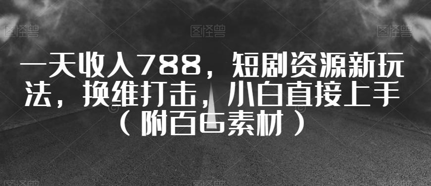 一天收入788，短剧资源新玩法，换维打击，小白直接上手（附百G素材）【揭秘】-AI网创