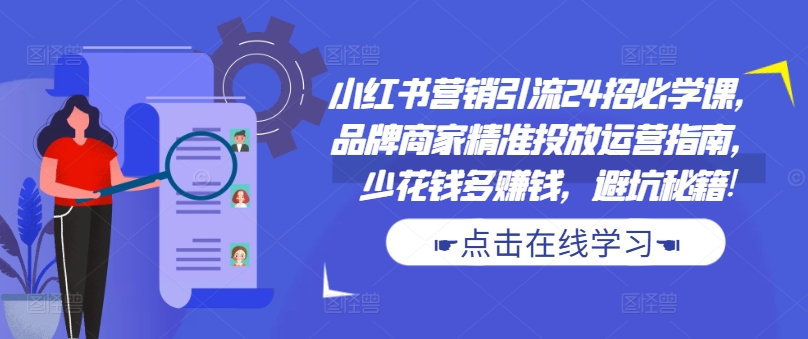 小红书营销引流24招必学课，品牌商家精准投放运营指南，少花钱多赚钱，避坑秘籍!-AI网创