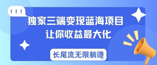 独家三端变现蓝海项目，让你收益最大化，长尾流无限躺挣-AI网创