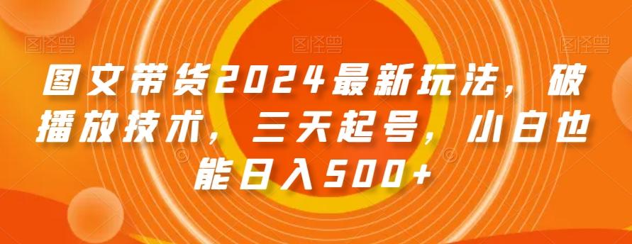 图文带货2024最新玩法，破播放技术，三天起号，小白也能日入500+【揭秘】-AI网创