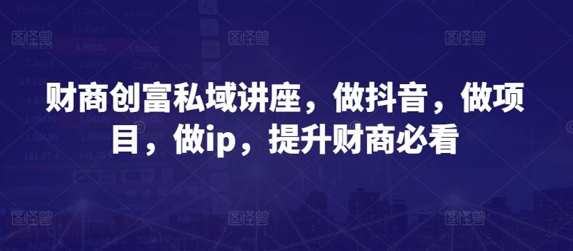 财商创富私域讲座，做抖音，做项目，做ip，提升财商必看-AI网创