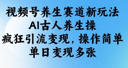 视频号养生赛道新玩法，AI古人养生操，疯狂引流变现，操作简单，单日变现多张-AI网创