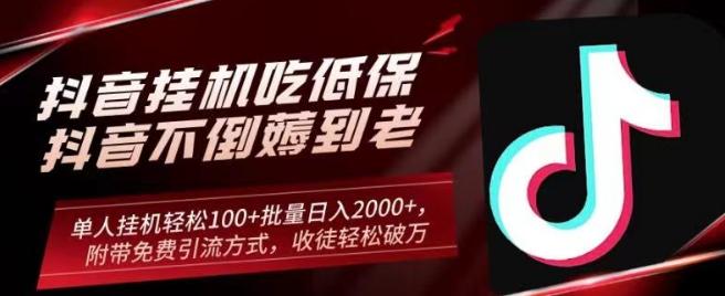 抖音挂机吃低保项目，单人挂机轻松100+批量日入2000+，附带免费引流方式，收徒轻松破万-AI网创