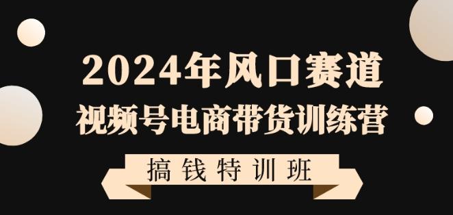 2024年风口赛道视频号电商带货训练营搞钱特训班，带领大家快速入局自媒体电商带货-AI网创