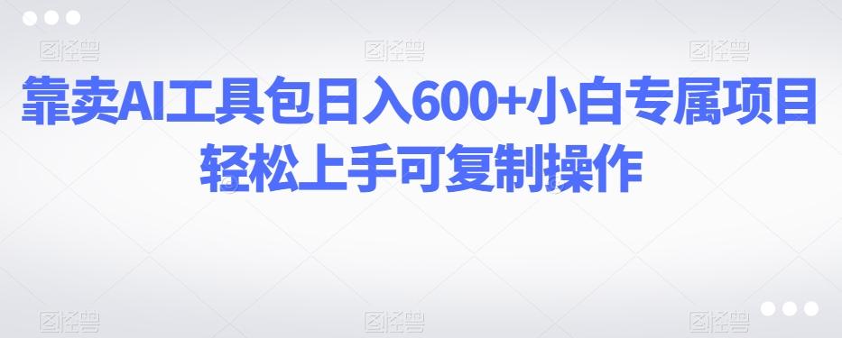 靠卖AI工具包日入600+小白专属项目轻松上手可复制操作-AI网创
