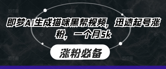 即梦AI生成猫咪黑帮视频，迅速起号涨粉，一个月5k-AI网创