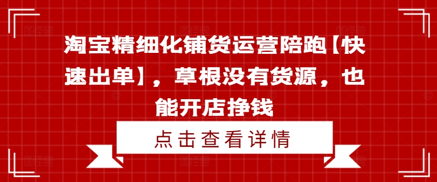 淘宝精细化铺货运营陪跑【快速出单】，草根没有货源，也能开店挣钱-AI网创