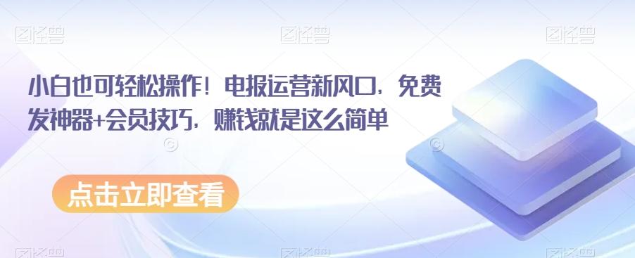 小白也可轻松操作！电报运营新风口，免费发神器+会员技巧，赚钱就是这么简单-AI网创