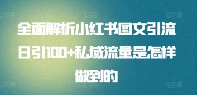 全面解析小红书图文引流日引100+私域流量是怎样做到的【揭秘】-AI网创