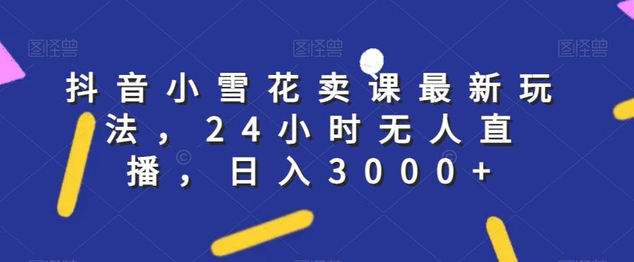 抖音小雪花卖课最新玩法，24小时无人直播，日入3000+【揭秘】-AI网创