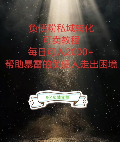 负债粉掘金计划，帮助负债者解决问题，债务规划，债务重组，最好的变现方式【揭秘】-AI网创