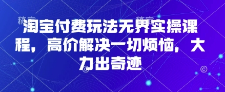 淘宝付费玩法无界实操课程，高价解决一切烦恼，大力出奇迹-AI网创