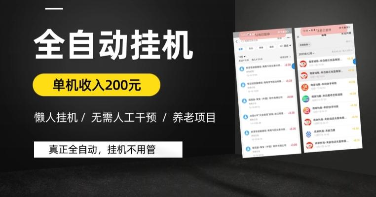 懒人挂机养老项目，全自动挂机无需人工看管，单机收入200元，可批量-AI网创