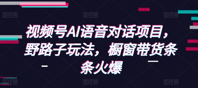 视频号AI语音对话项目，野路子玩法，橱窗带货条条火爆-AI网创