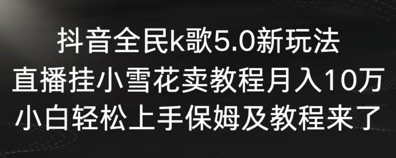 抖音全民k歌5.0新玩法，直播挂小雪花卖教程月入10万，小白轻松上手，保姆及教程来了【揭秘】-AI网创