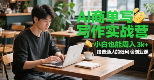 AI商单写作实战营，小白也能周入3k+，给普通人的低风险创业课-自学网资源