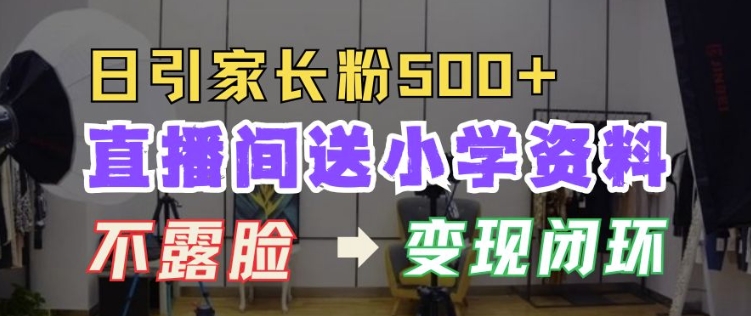 直播间送小学资料，每天引流家长粉500+，变现闭环模式【揭秘】-AI网创