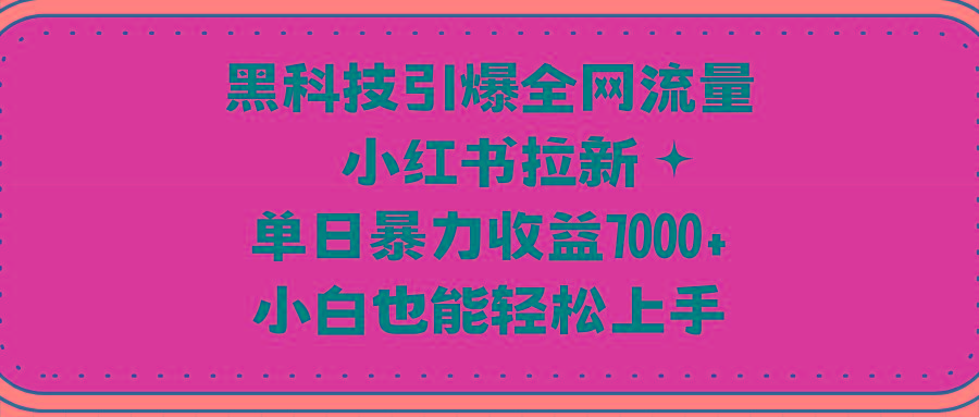 (9679期)黑科技引爆全网流量小红书拉新，单日暴力收益7000+，小白也能轻松上手-AI网创
