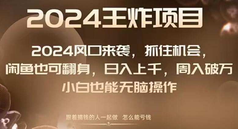 2024风口项目来袭，抓住机会，闲鱼也可翻身，日入上千，周入破万，小白也能无脑操作-AI网创