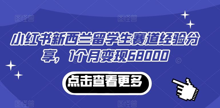小红书新西兰留学生赛道经验分享，1个月变现68000【揭秘】-AI网创