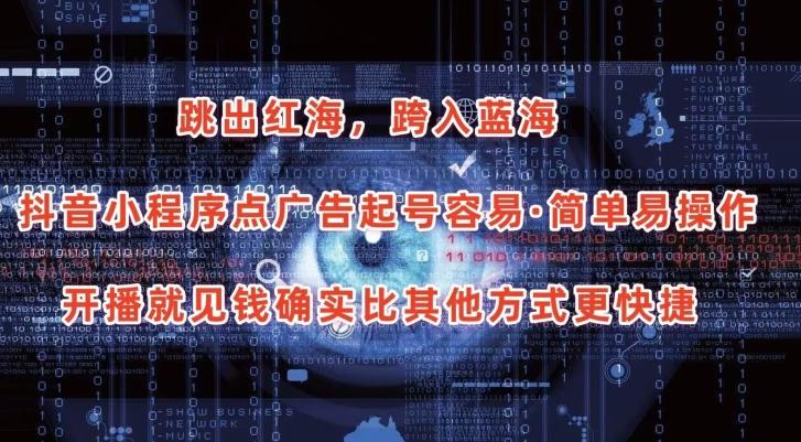 抖音小程序点广告项目，起号容易，简单易操作，开播就见有收益【揭秘】-AI网创