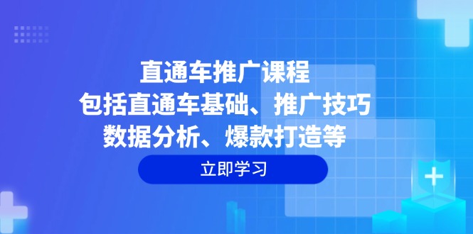 直通车推广课程：包括直通车基础、推广技巧、数据分析、爆款打造等-AI网创