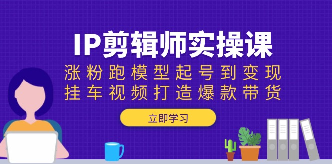 IP剪辑师实操课：涨粉跑模型起号到变现，挂车视频打造爆款带货-AI网创