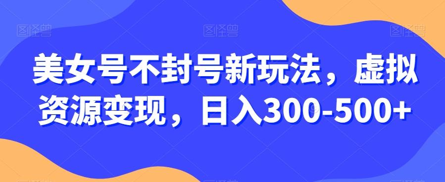 美女号不封号新玩法，虚拟资源变现，日入300-500+-AI网创