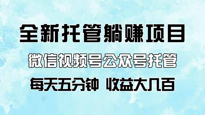 全新托管躺赚项目，微信视频号公众号托管代运营，每天五分钟，收益大几百-AI网创