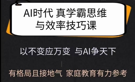 Ai时代真学霸思维与学习方法课，有格局且接地气，家庭教育有力参考-AI网创
