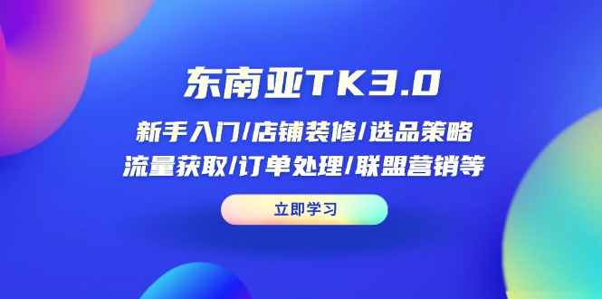 东南亚TK3.0：新手入门/店铺装修/选品策略/流量获取/订单处理/联盟营销等-AI网创