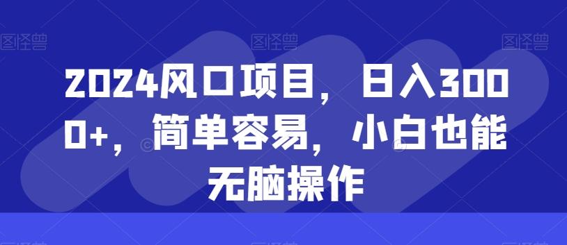 2024风口项目，日入3000+，简单容易，小白也能无脑操作-AI网创