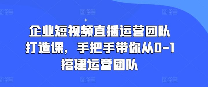 企业短视频直播运营团队打造课，手把手带你从0-1搭建运营团队-AI网创
