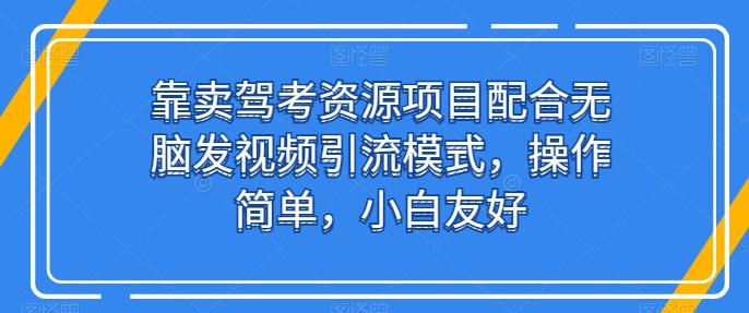 靠卖驾考资源项目配合无脑发视频引流模式，操作简单，小白友好【揭秘】-AI网创