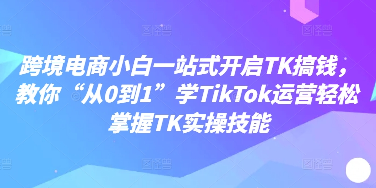跨境电商小白一站式开启TK搞钱，教你“从0到1”学TikTok运营轻松掌握TK实操技能-AI网创