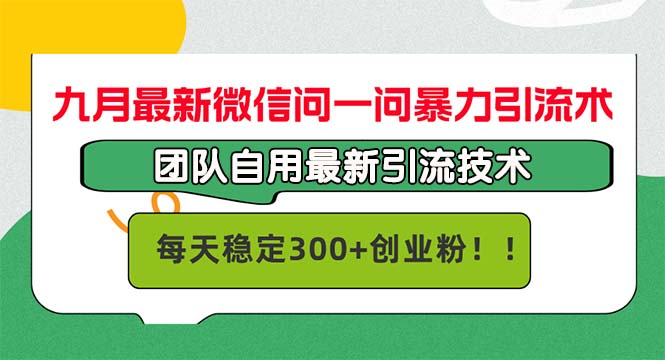九月最新微信问一问暴力引流术，团队自用引流术，每天稳定300+创…-AI网创