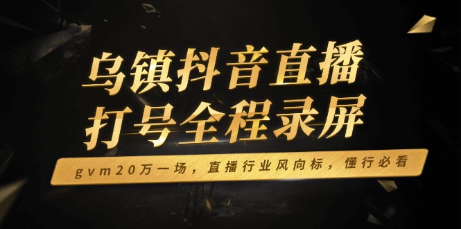 乌镇抖音直播打号全程录屏，gvm20万一场，直播行业风向标，懂行必看-AI网创