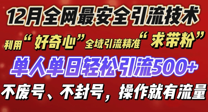 12 月份全网最安全引流创业粉技术来袭，不封号不废号，有操作就有流量【揭秘】-AI网创