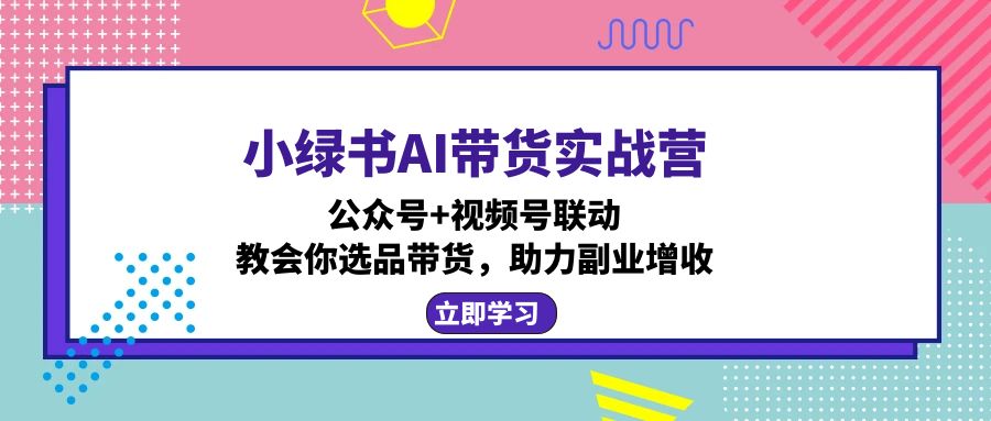 小绿书AI带货实战营：公众号+视频号联动，教会你选品带货，助力副业增收-AI网创