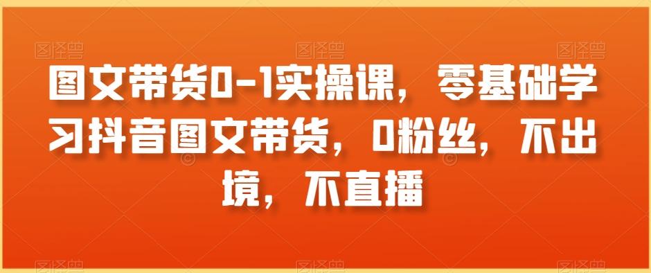 图文带货0-1实操课，零基础学习抖音图文带货，0粉丝，不出境，不直播-AI网创