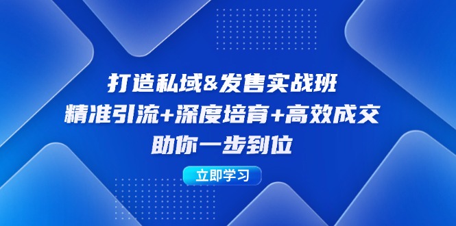 打造私域&发售实操班：精准引流+深度培育+高效成交，助你一步到位-AI网创