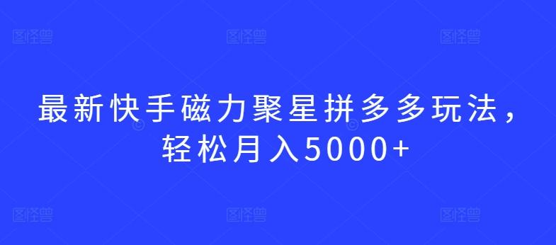 最新快手磁力聚星拼多多玩法，轻松月入5000+【揭秘】-AI网创