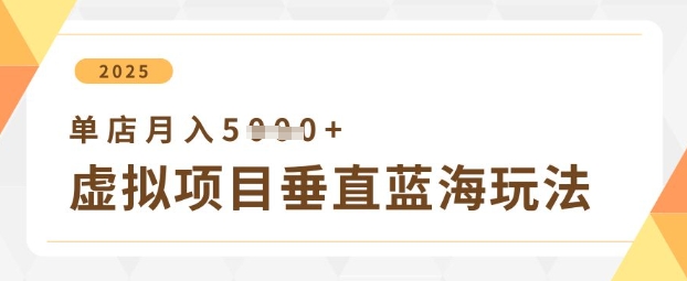 虚拟项目垂直玩法，实现单店月入5k+-AI网创