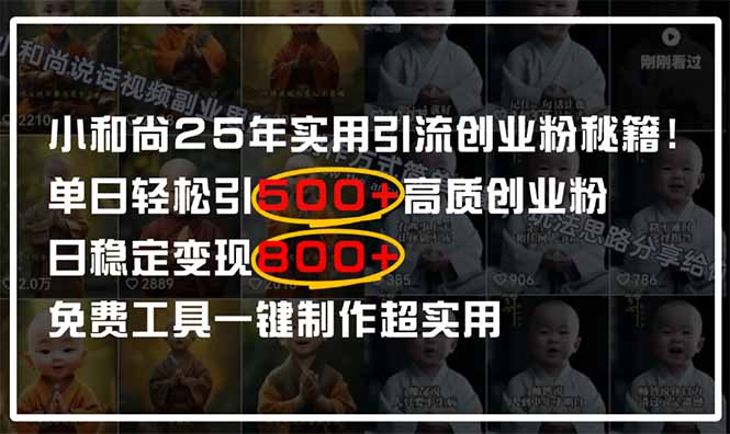 小和尚2025年实用引流秘籍！单日轻松引500+高质量创业粉，日变现800+，…-AI网创