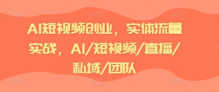 AI短视频创业，实体流量实战，AI/短视频/直播/私域/团队-AI网创