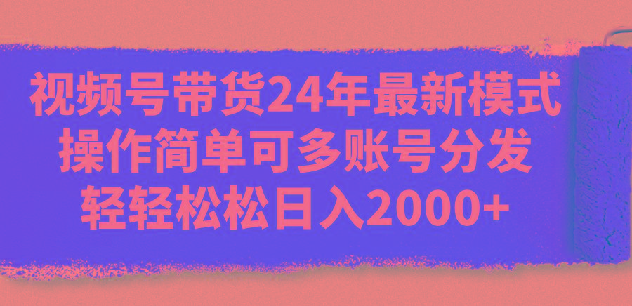 视频号带货24年最新模式，操作简单可多账号分发，轻轻松松日入2000+-自学网资源