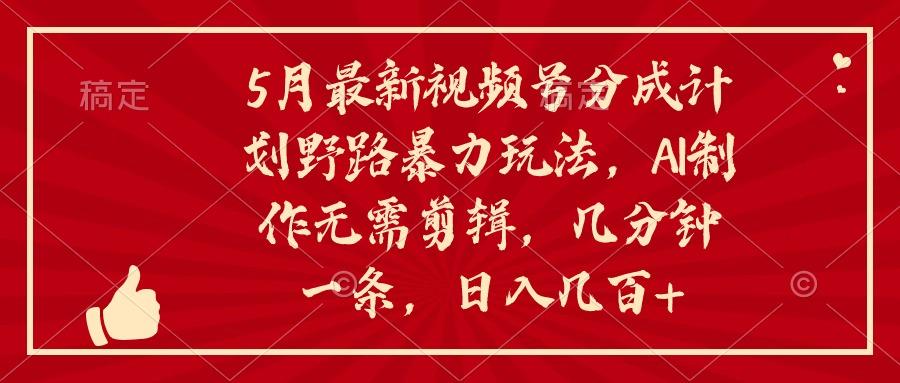 5月最新视频号分成计划野路暴力玩法，ai制作，无需剪辑。几分钟一条，…-AI网创
